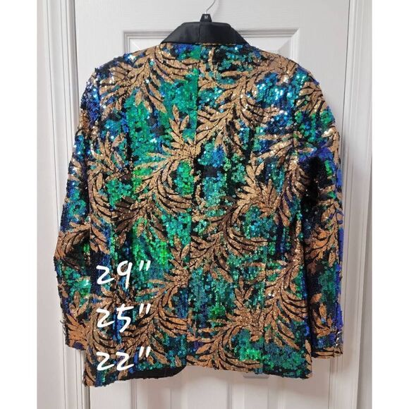 Sparkly Dark Green Sequins Men's Blazer M - Picture 4 of 10